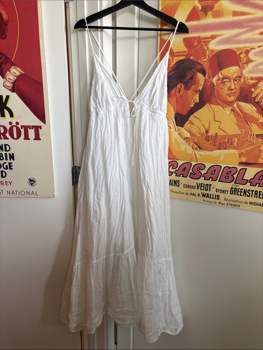 Banana Republic White Tie-Front Spaghetti Strap Dress